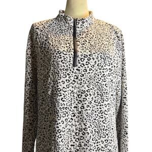 Tyler Boe Leopard Print Quilted Mock Neck Shift Dress, 60's Mod Retro, Size XL